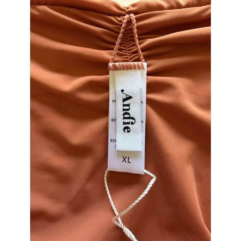 Andie NWT The Symi Sustainable High Leg Cut Low Rise Bikini Bottom Cedar XL